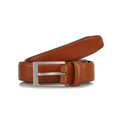 Tan leather pin buckle belt